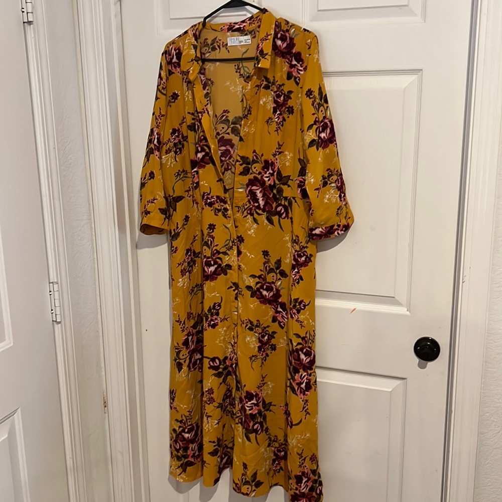 Time and Tru XL 16-18 yellow floral dress